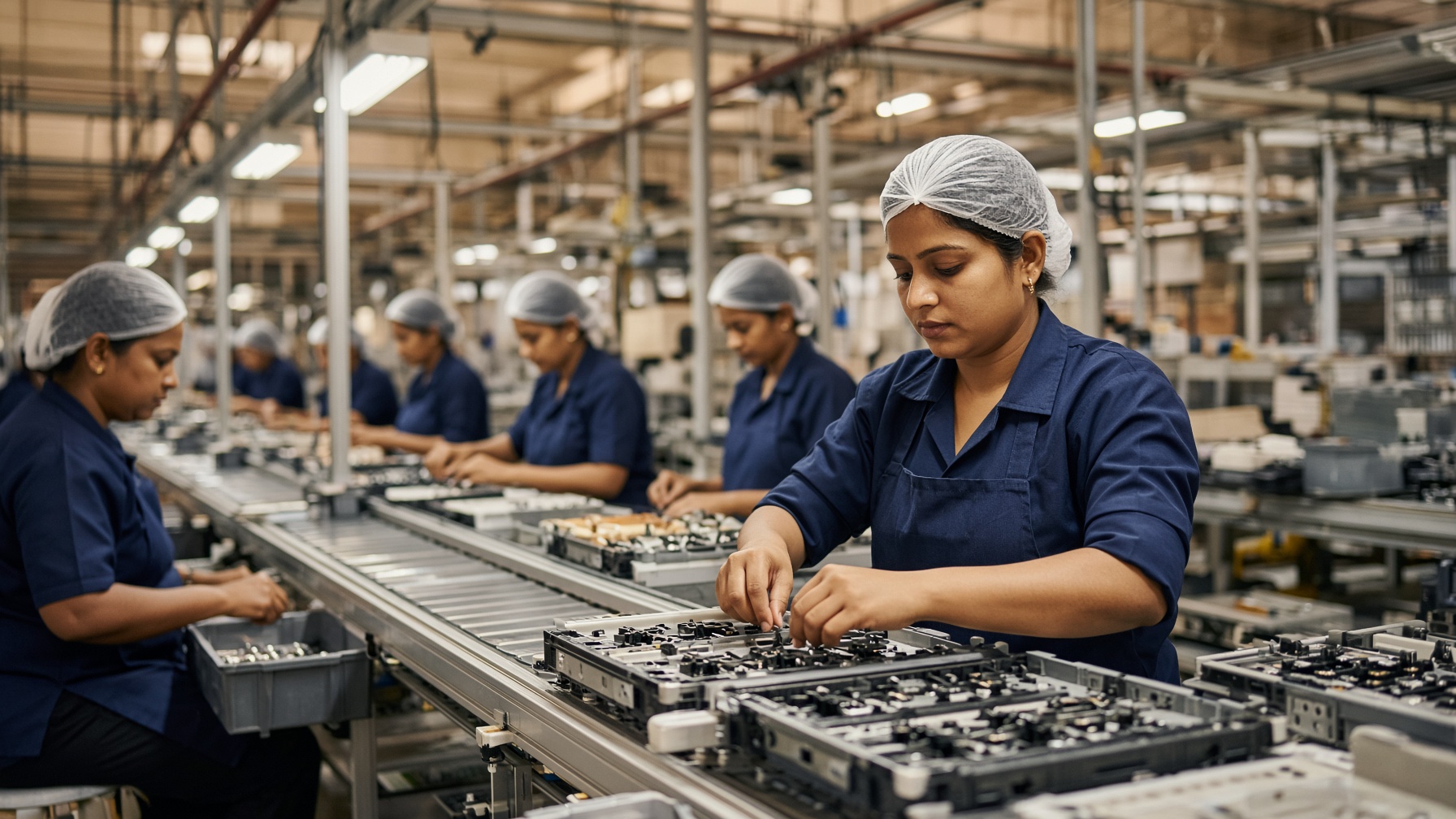 Women on an assembly line